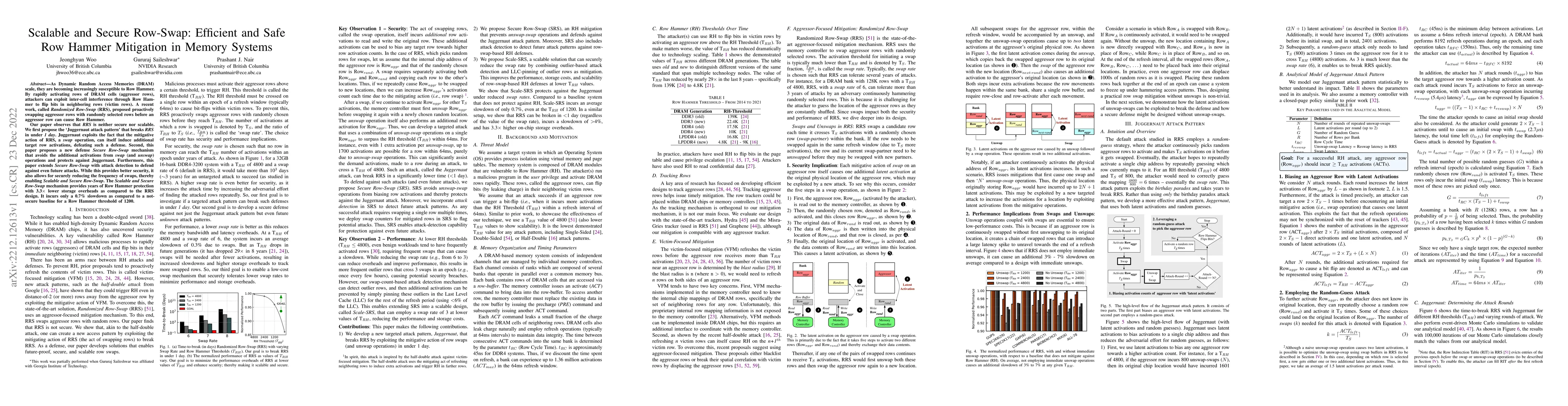 Thumbnail for Scalable and Secure Row-Swap: Efficient and Safe Row Hammer Mitigation
  in Memory Systems