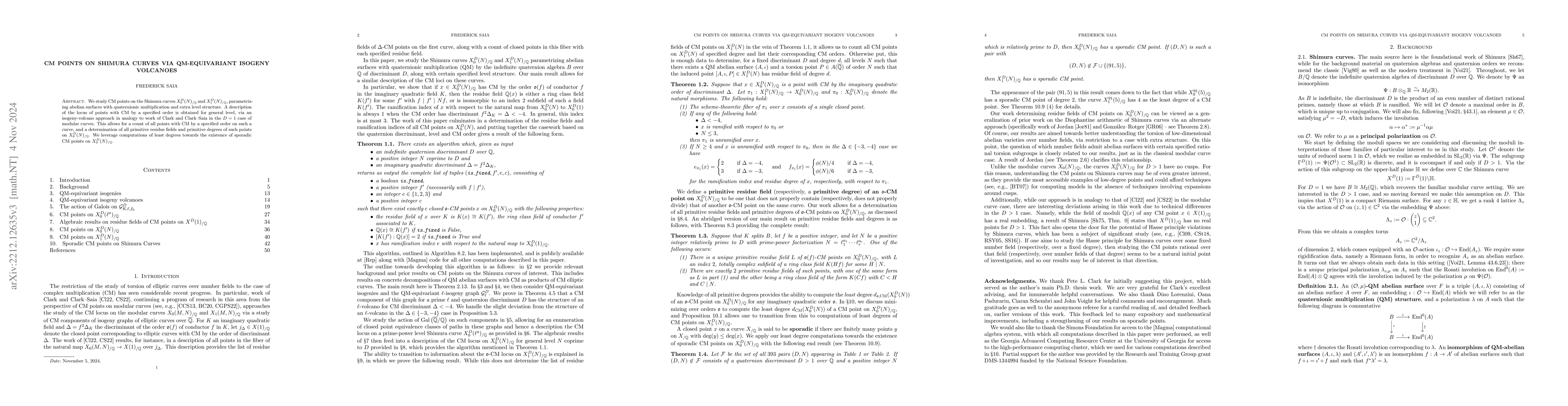 Thumbnail for CM points on Shimura curves via QM-equivariant isogeny volcanoes