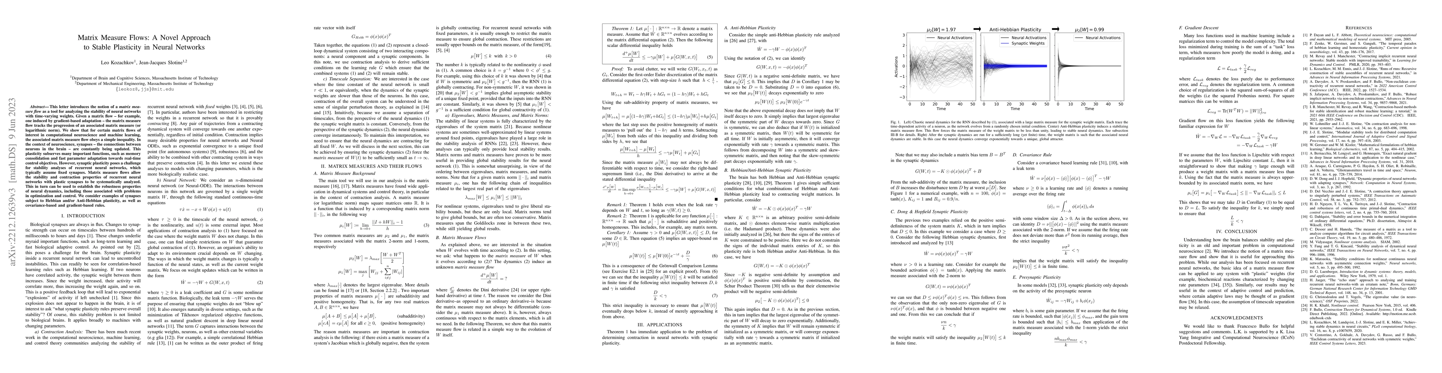 Thumbnail for Matrix Measure Flows: A Novel Approach to Stable Plasticity in Neural
  Networks