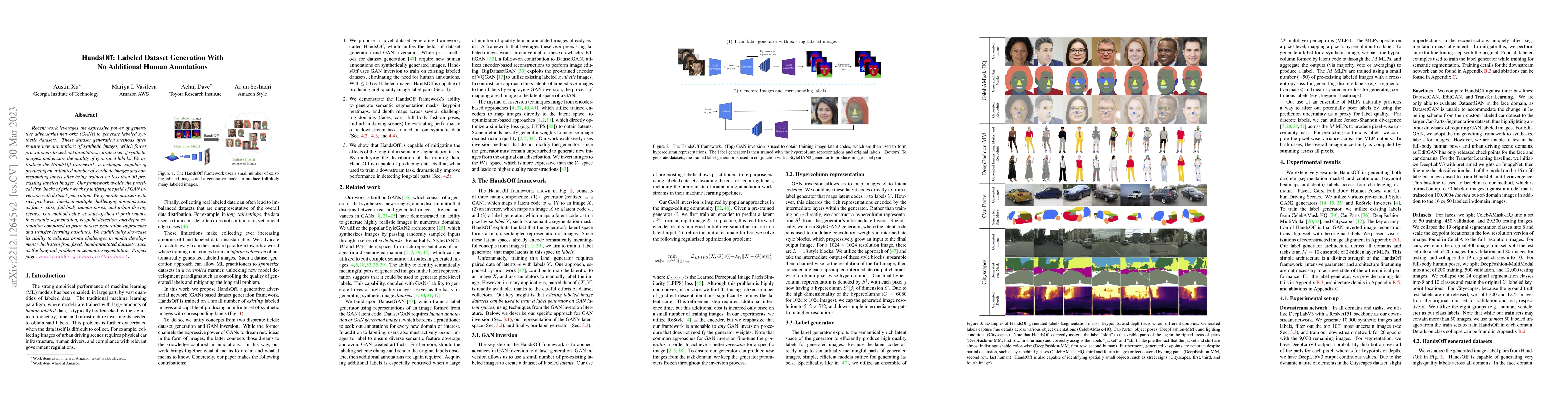 Thumbnail for HandsOff: Labeled Dataset Generation With No Additional Human
  Annotations