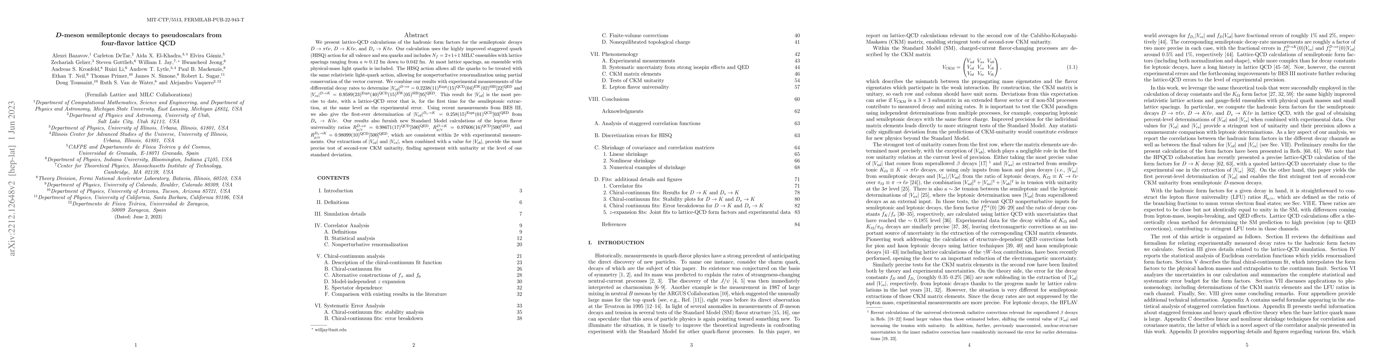 Thumbnail for D-meson semileptonic decays to pseudoscalars from four-flavor lattice
  QCD