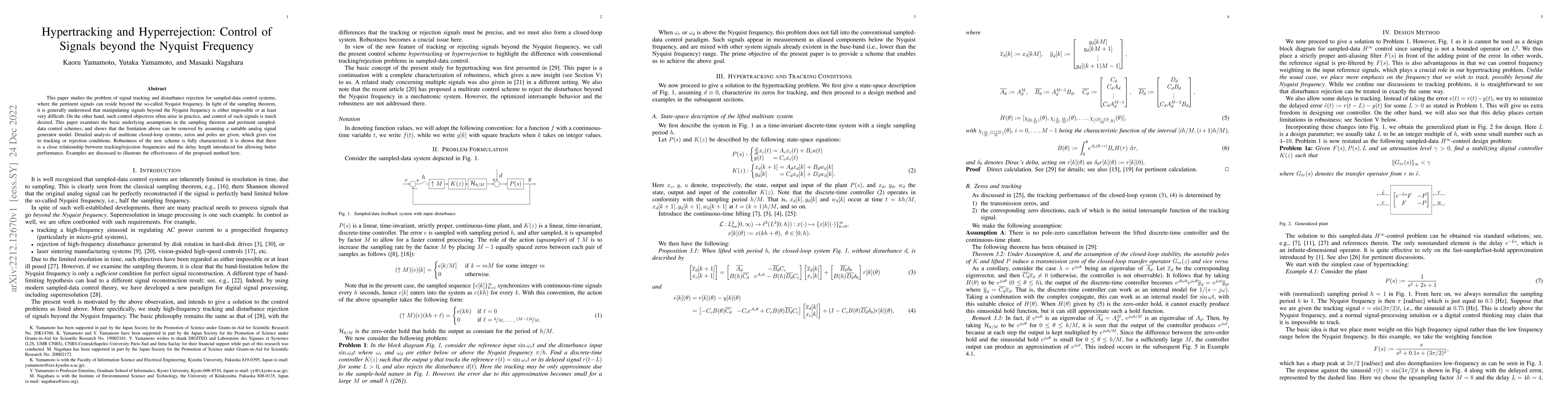 Thumbnail for Hypertracking and Hyperrejection: Control of Signals beyond the Nyquist
  Frequency