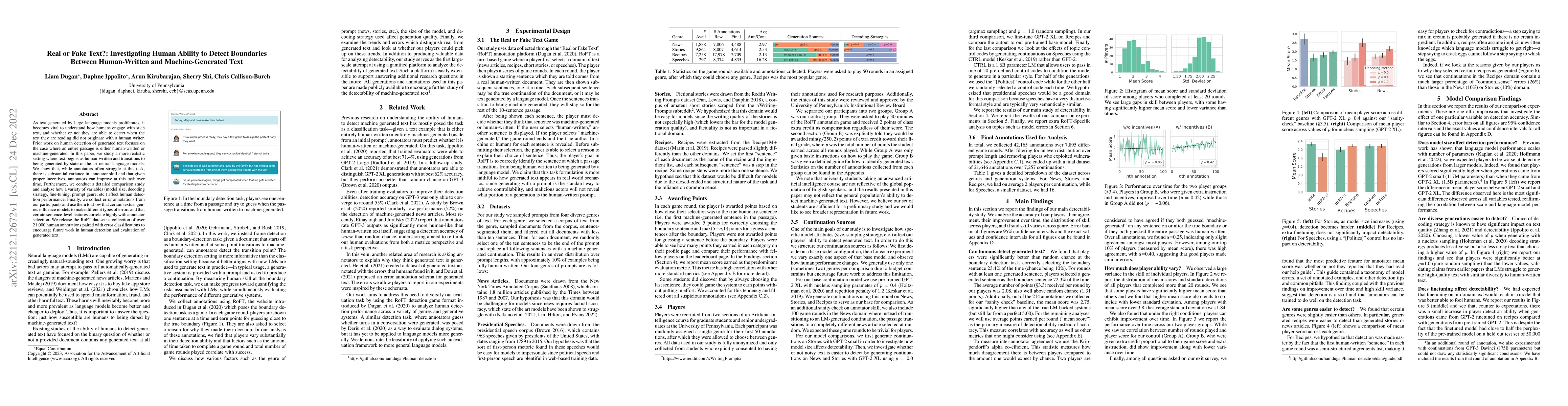 Thumbnail for Real or Fake Text?: Investigating Human Ability to Detect Boundaries
  Between Human-Written and Machine-Generated Text