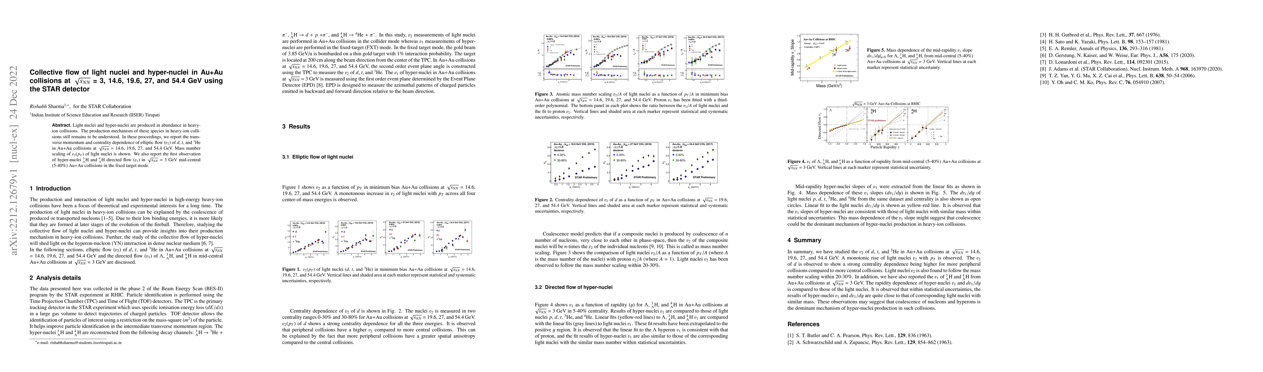 Thumbnail for Collective flow of light nuclei and hyper-nuclei in Au+Au collisions at
  $\sqrt{s_{NN}}$ = 3, 14.6, 19.6, 27, and 54.4 GeV using the STAR detector