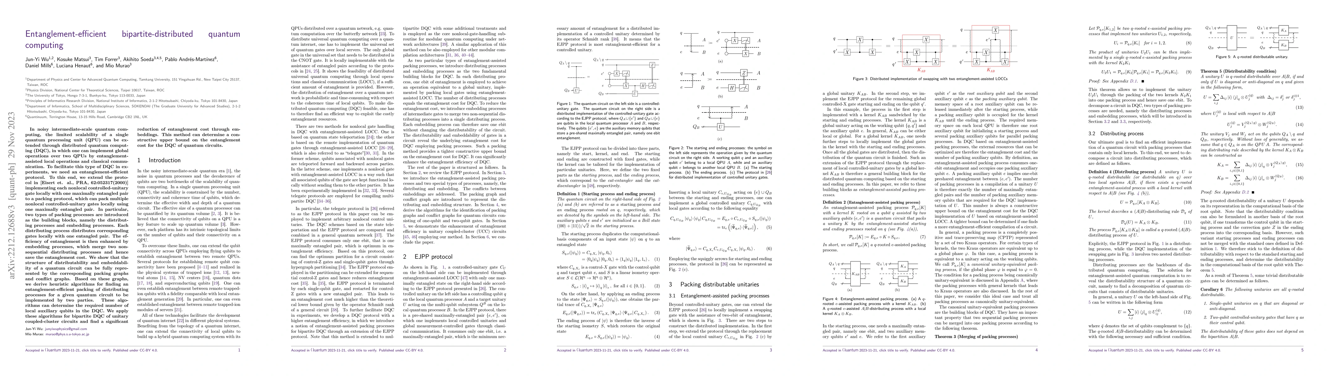Thumbnail for Entanglement-efficient bipartite-distributed quantum computing