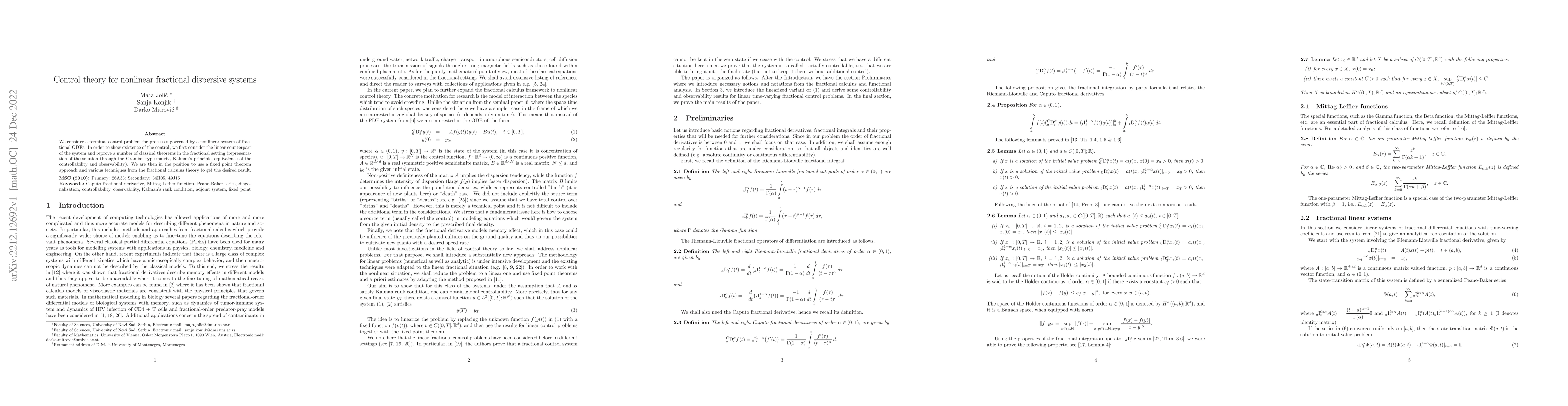 Thumbnail for Control theory for nonlinear fractional dispersive systems