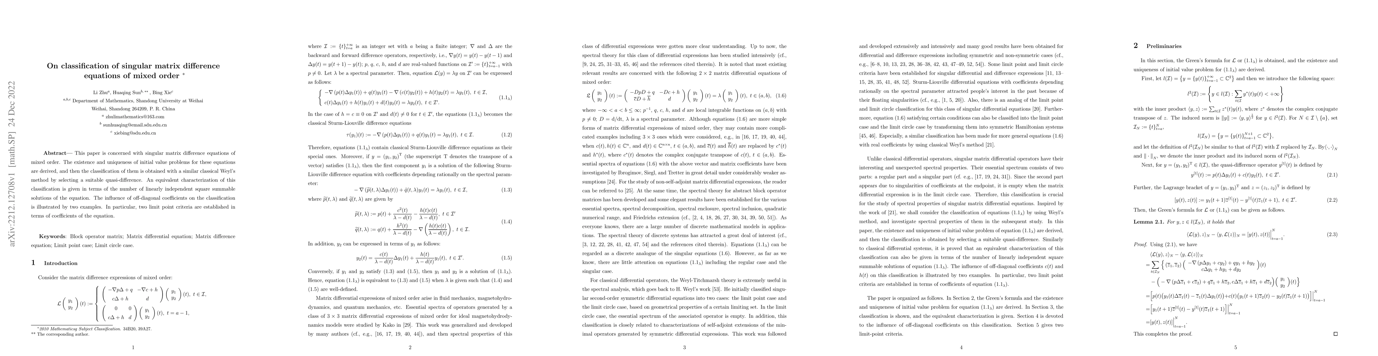 Thumbnail for On classification of singular matrix difference equations of mixed order
