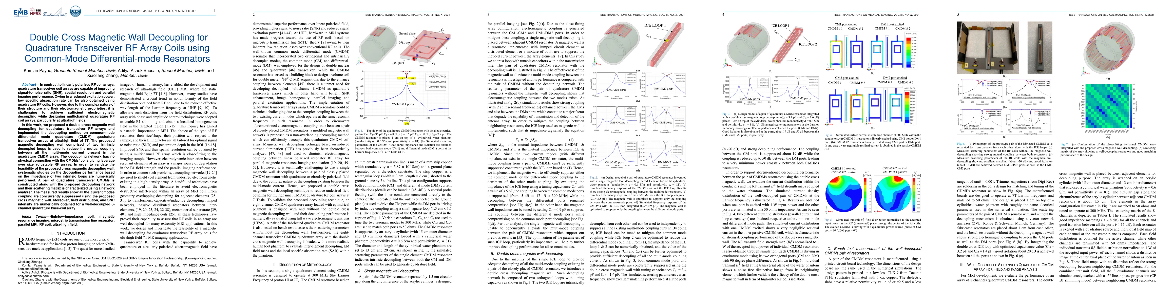Thumbnail for Double Cross Magnetic Wall Decoupling for Quadrature Transceiver RF
  Array Coils using Common-Mode Differential-mode Resonators