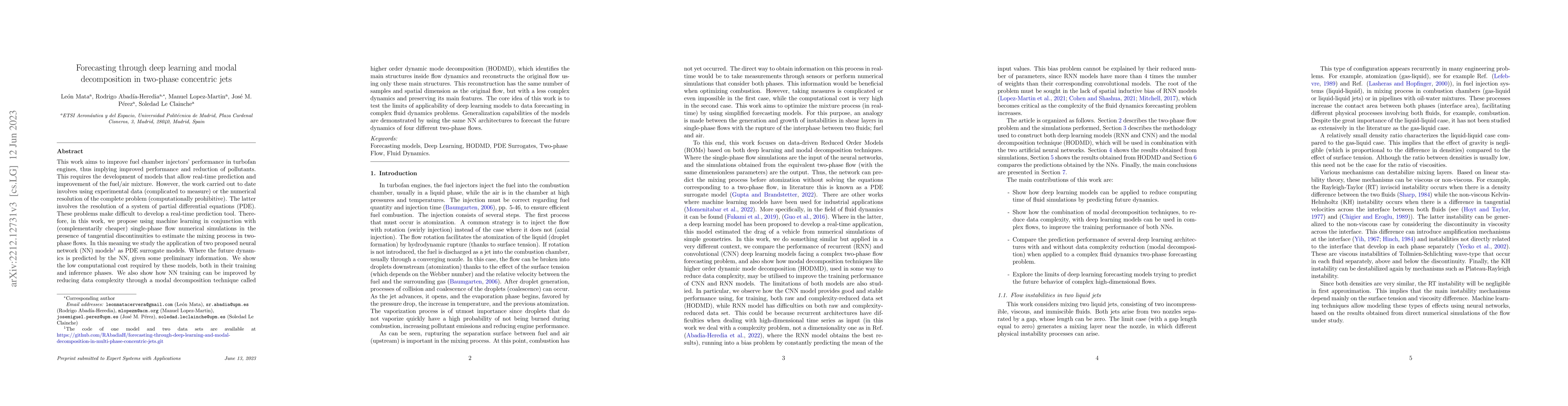 Thumbnail for Forecasting through deep learning and modal decomposition in two-phase
  concentric jets