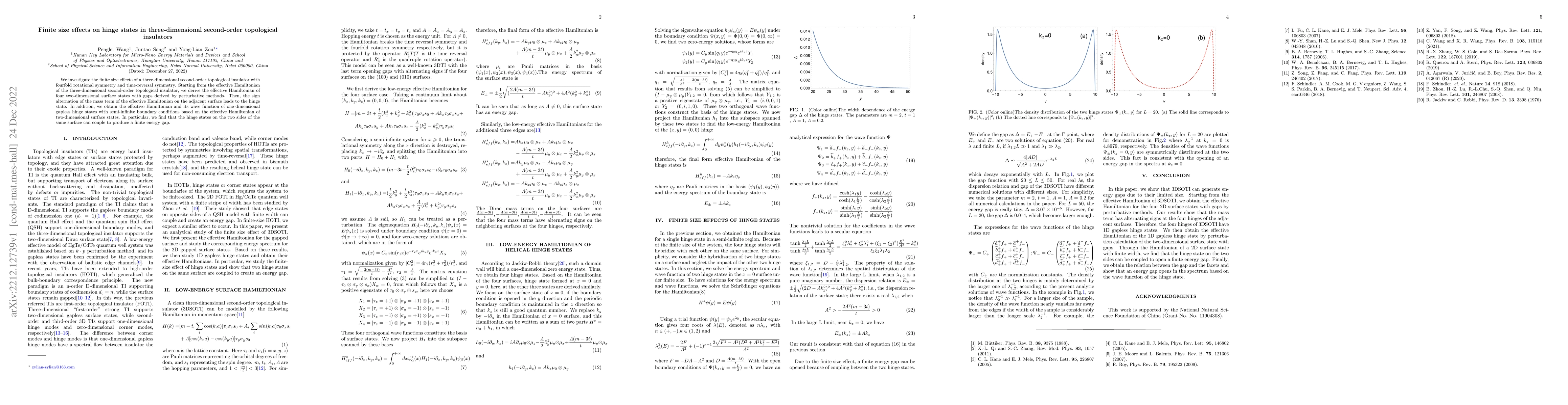Thumbnail for Finite size effects on hinge states in three-dimensional second-order
  topological insulators