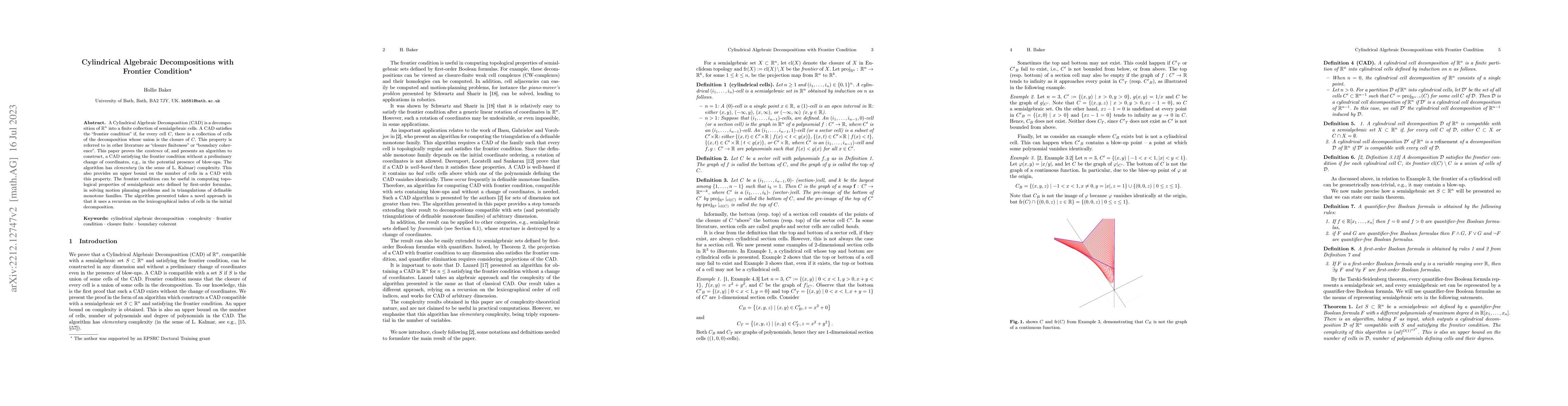 Thumbnail for Cylindrical Algebraic Decomposition With Frontier Condition