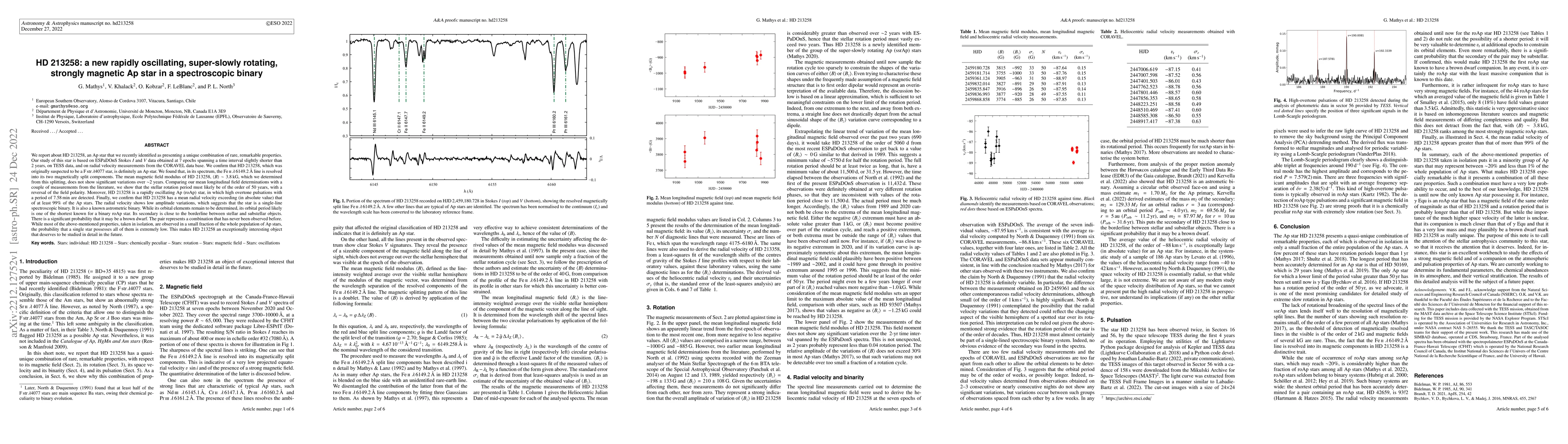 Thumbnail for HD 213258: a new rapidly oscillating, super-slowly rotating, strongly
  magnetic Ap star in a spectroscopic binary