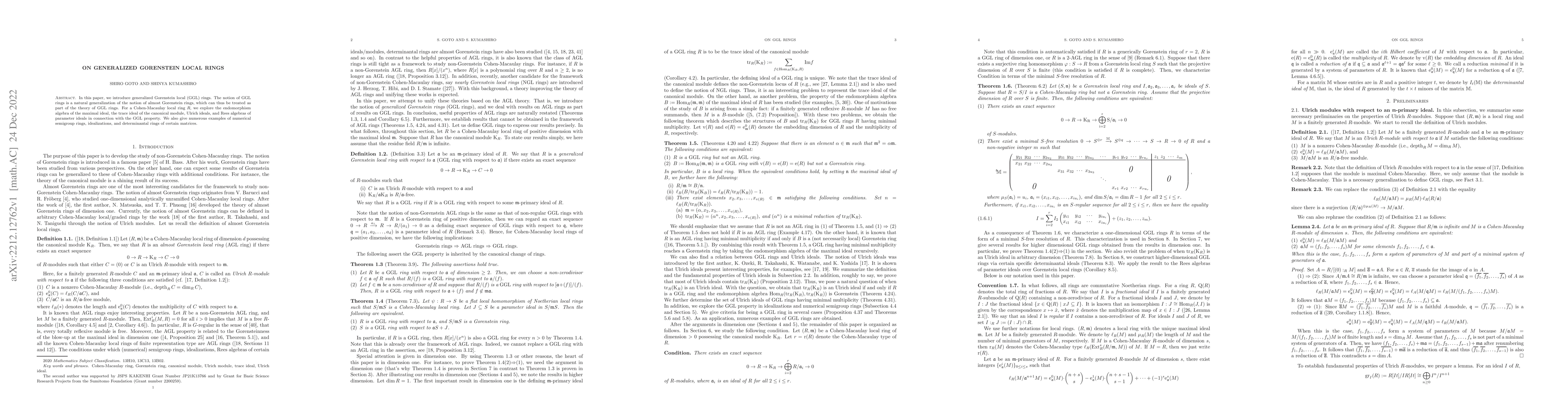 Thumbnail for On generalized Gorenstein local rings