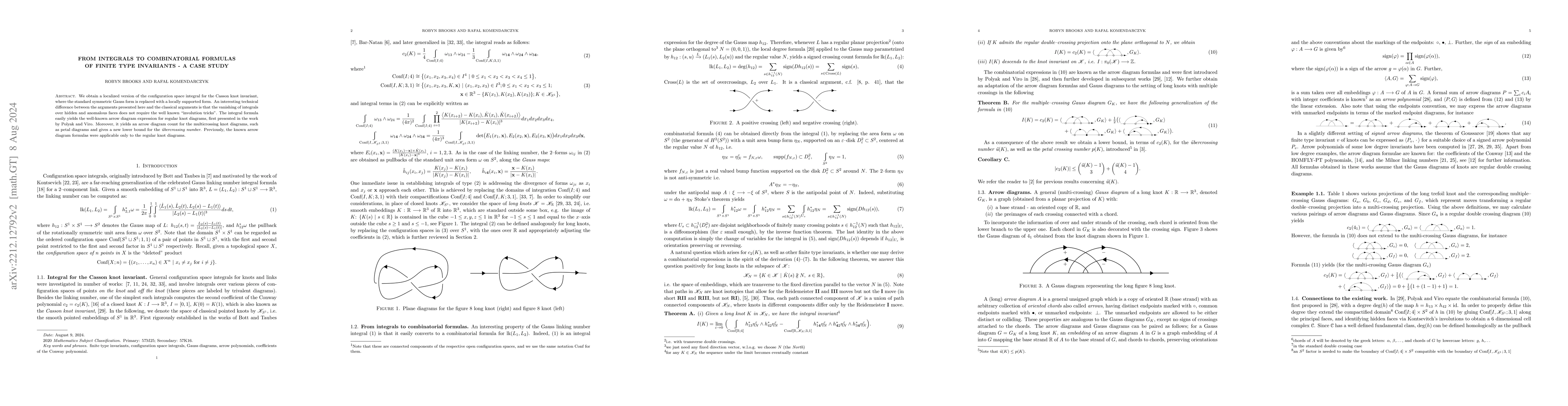 Thumbnail for From integrals to combinatorial formulas of finite type invariants -- a
  case study