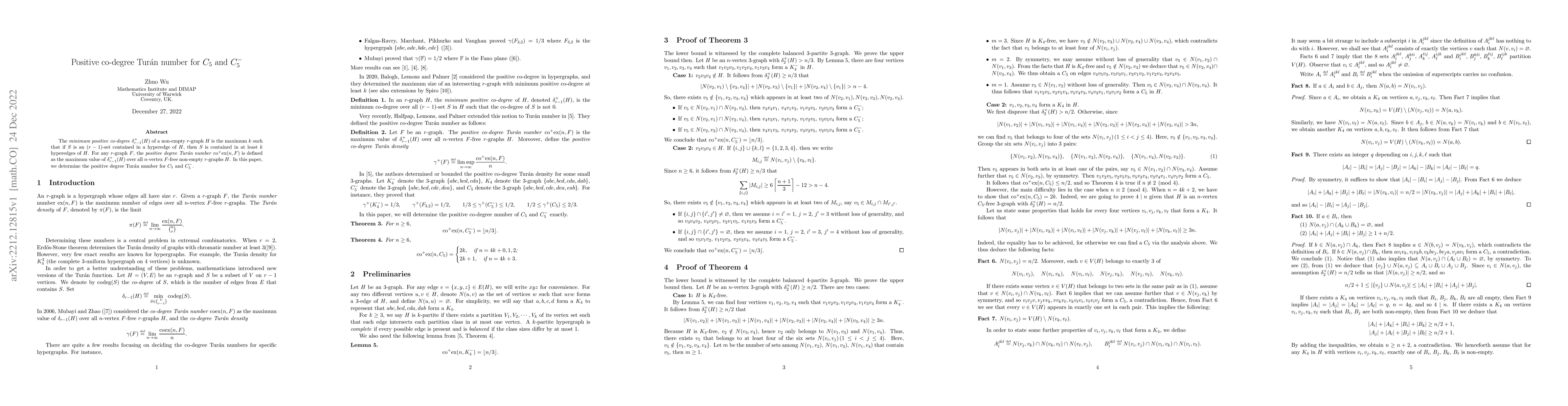 Thumbnail for Positive co-degree Tur\'an number for $C_5$ and $C_5^{-}$