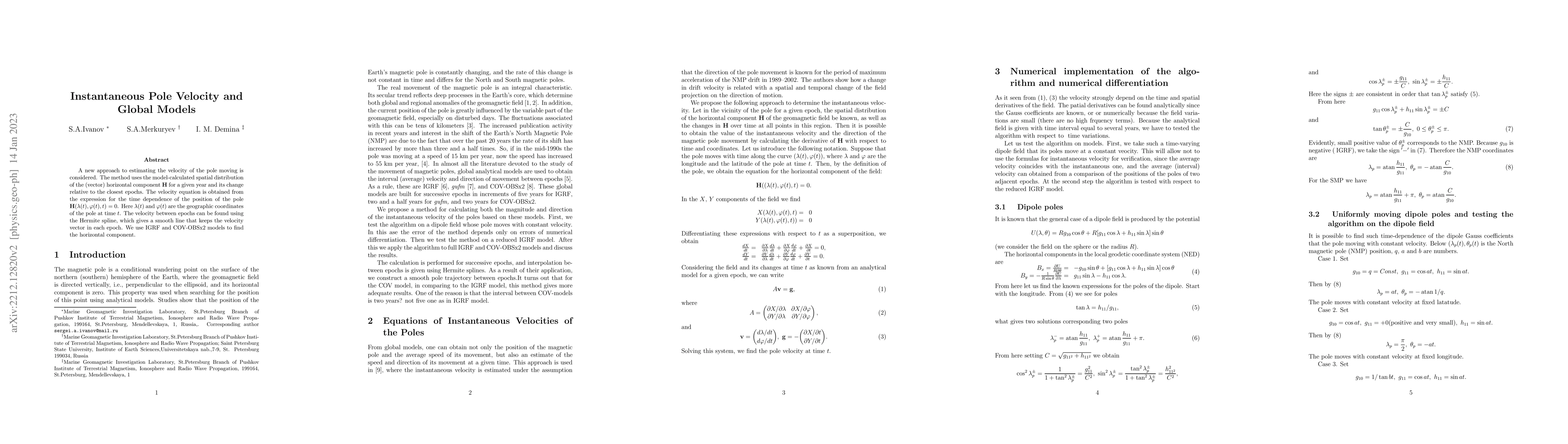 Thumbnail for Instantaneous Pole Velocity and Global Models
