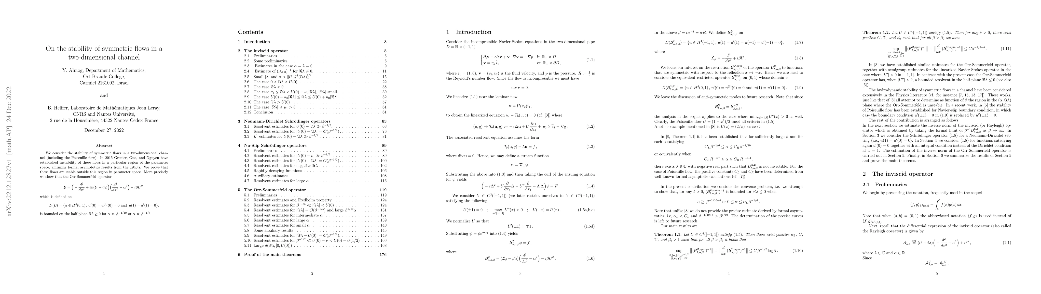Thumbnail for On the stability of symmetric flows in a two-dimensional channel