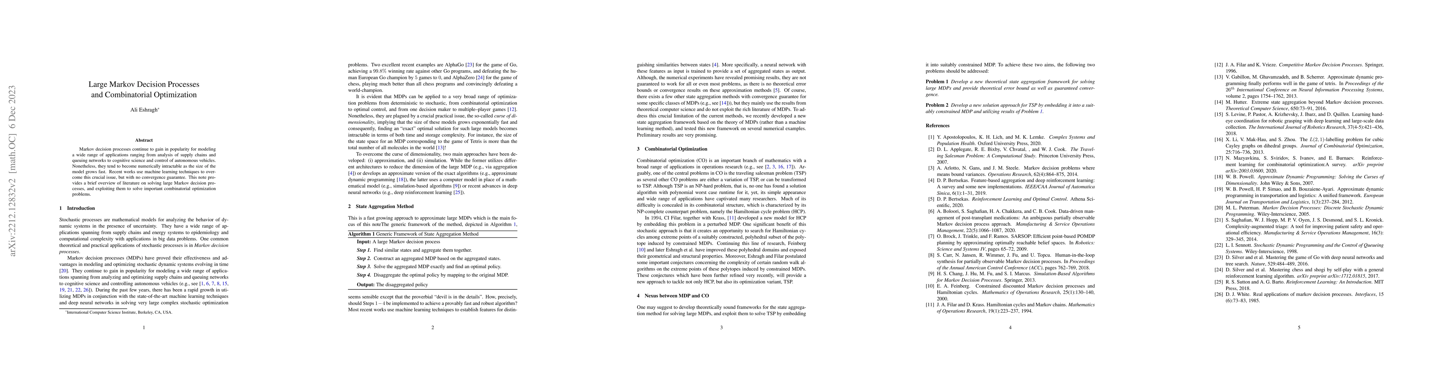 Thumbnail for Large Markov Decision Processes and Combinatorial Optimization