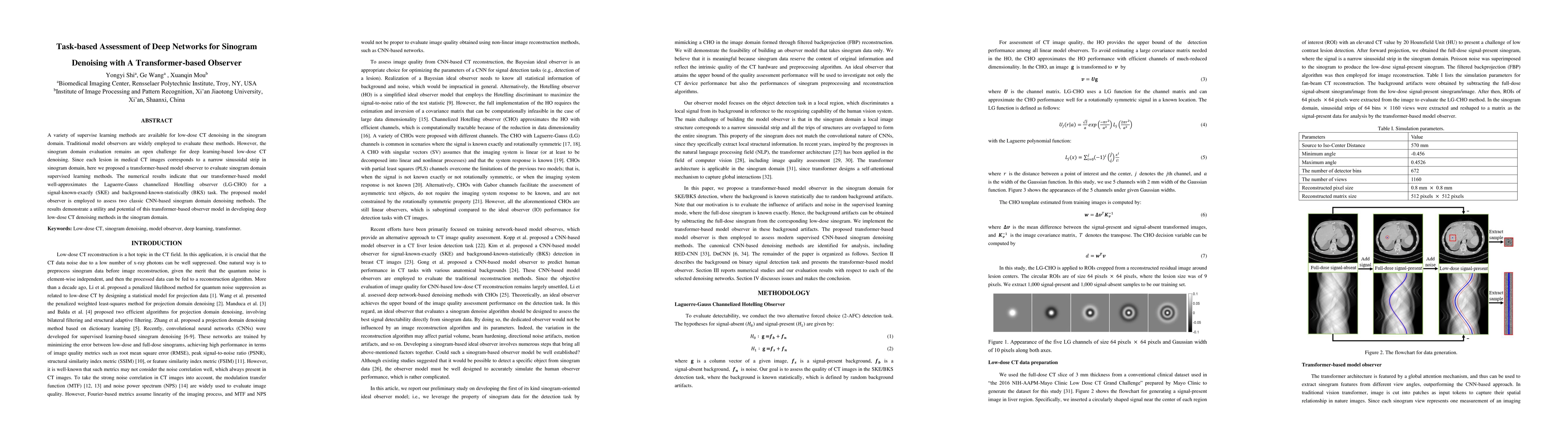 Thumbnail for Task-based Assessment of Deep Networks for Sinogram Denoising with A
  Transformer-based Observer