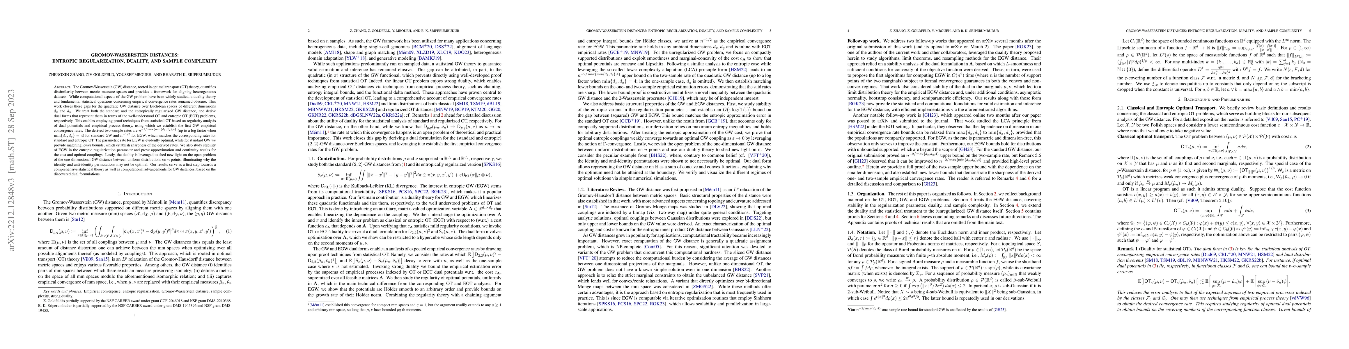 Thumbnail for Gromov-Wasserstein Distances: Entropic Regularization, Duality, and
  Sample Complexity