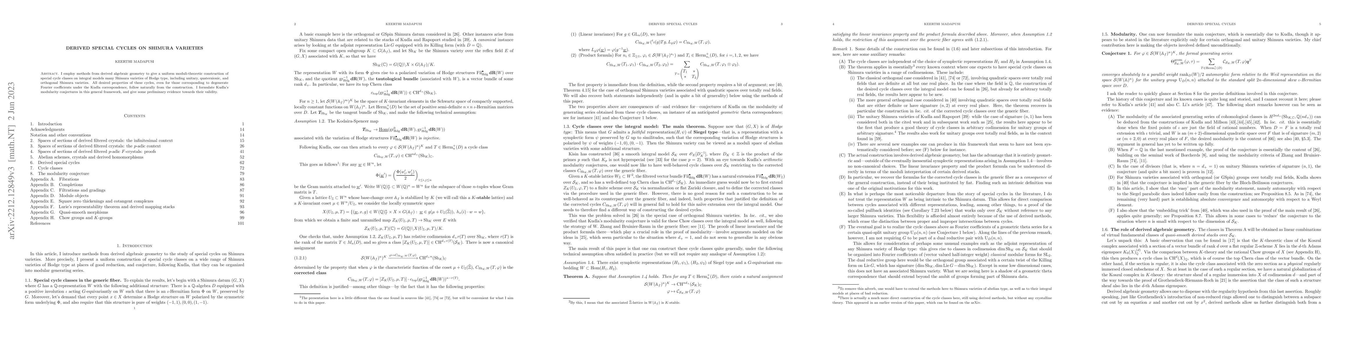 Thumbnail for Derived special cycles on Shimura varieties