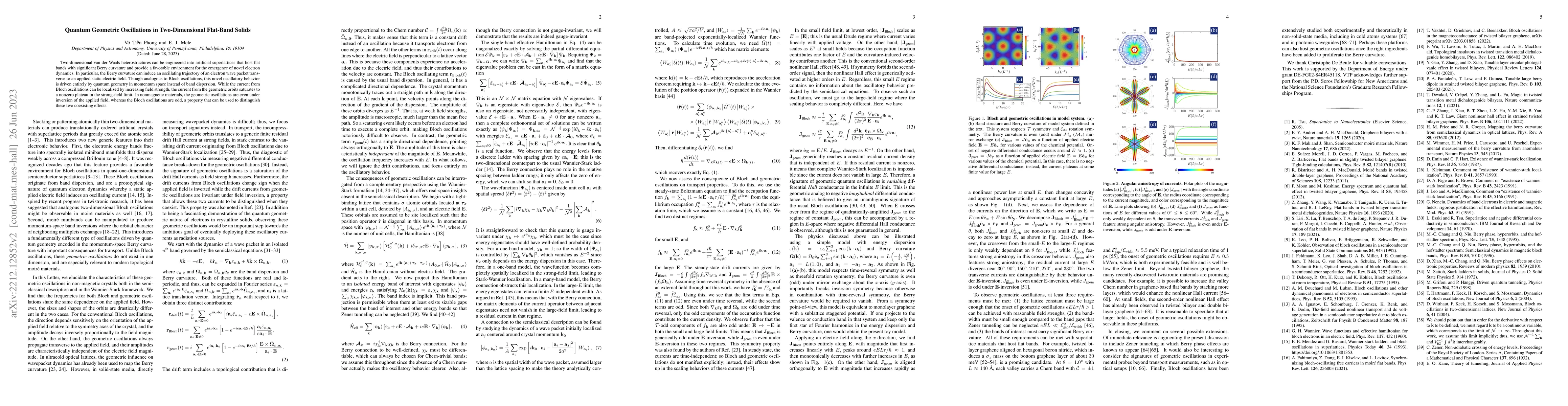 Thumbnail for Quantum Geometric Oscillations in Two-Dimensional Flat-Band Solids
