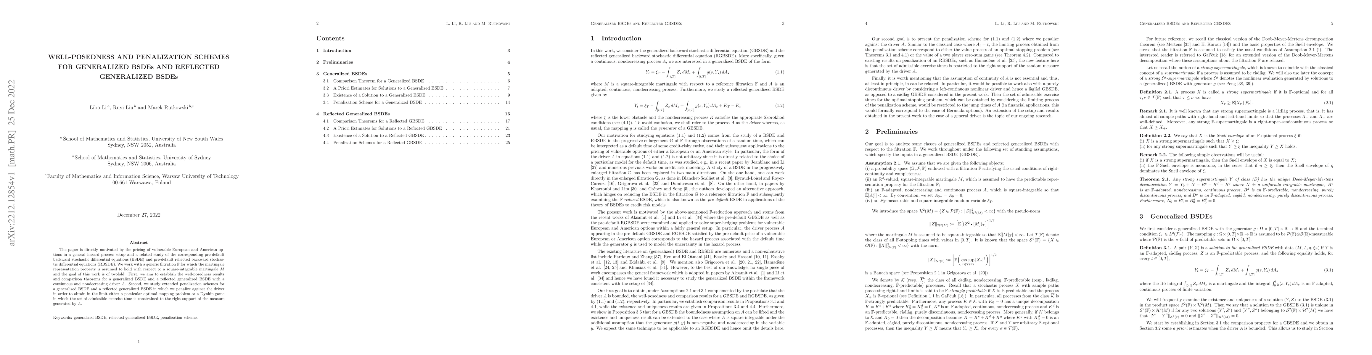 Thumbnail for Well-posedness and penalization schemes for generalized BSDEs and
  reflected generalized BSDEs