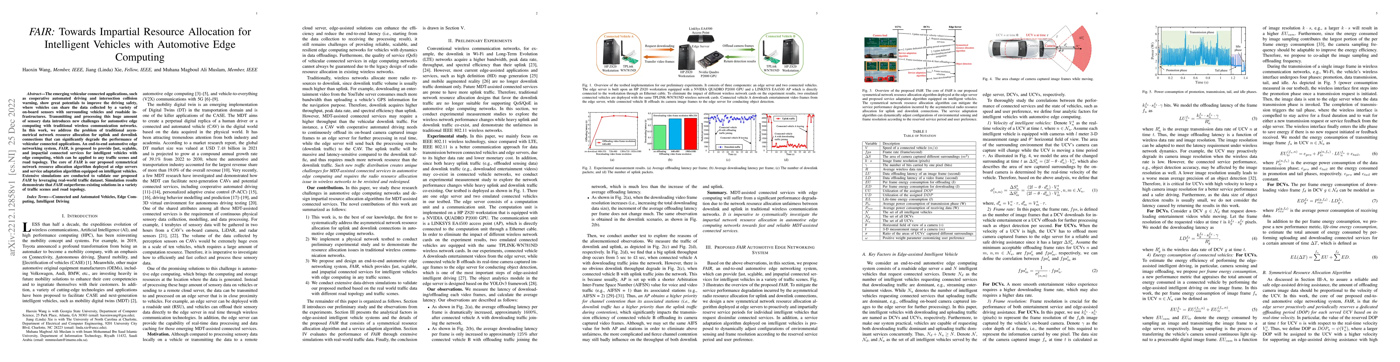 Thumbnail for FAIR: Towards Impartial Resource Allocation for Intelligent Vehicles
  with Automotive Edge Computing