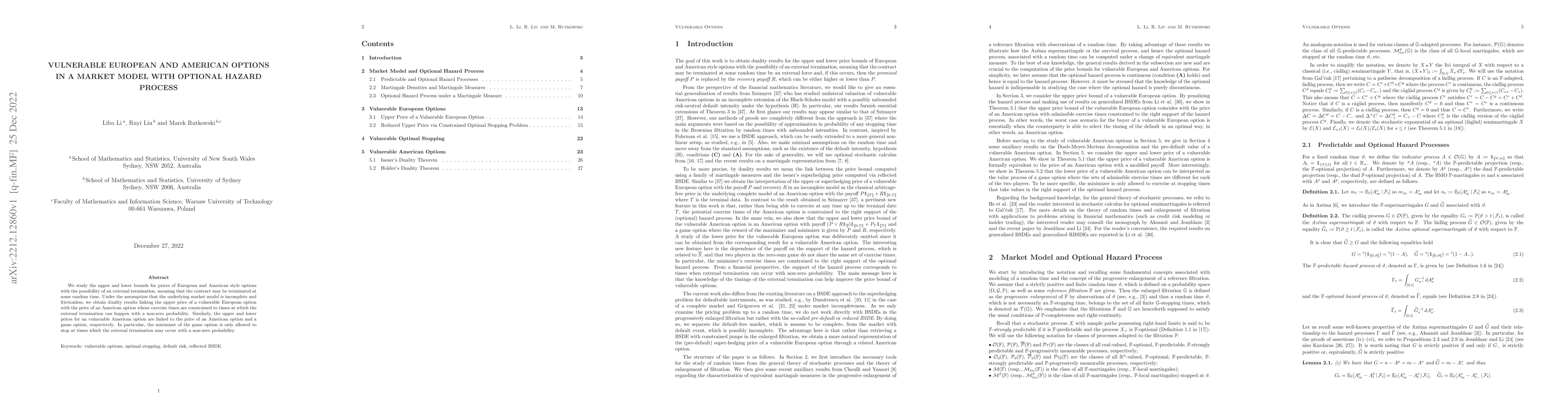 Thumbnail for Vulnerable European and American Options in a Market Model with Optional
  Hazard Process