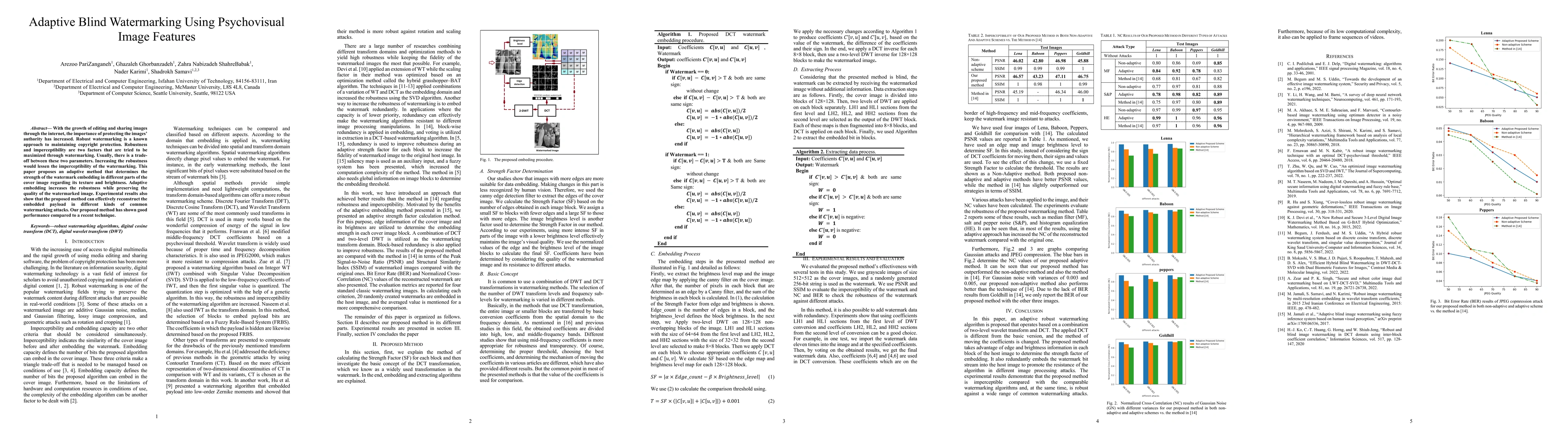 Thumbnail for Adaptive Blind Watermarking Using Psychovisual Image Features