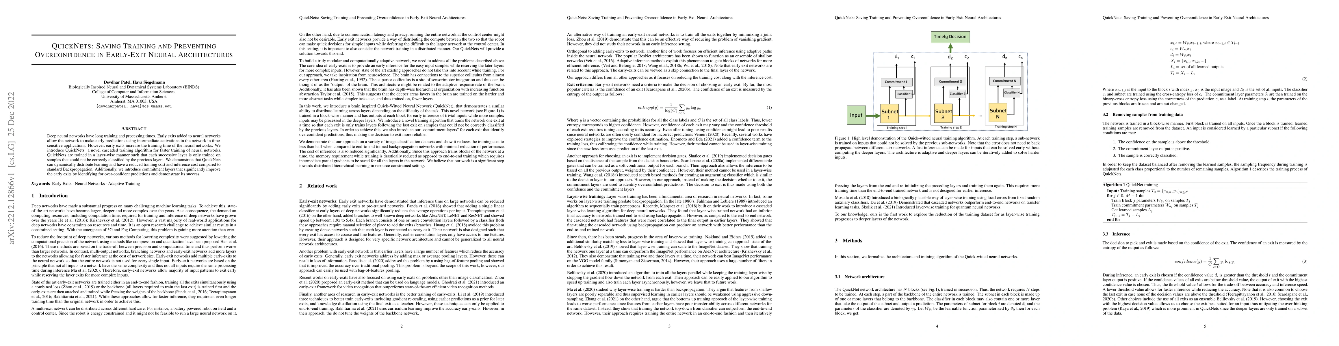 Thumbnail for QuickNets: Saving Training and Preventing Overconfidence in Early-Exit
  Neural Architectures