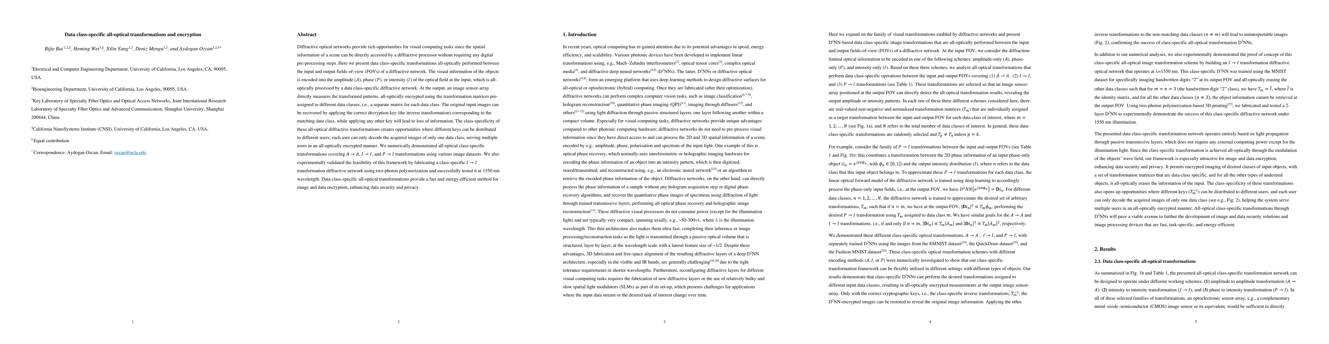Thumbnail for Data class-specific all-optical transformations and encryption