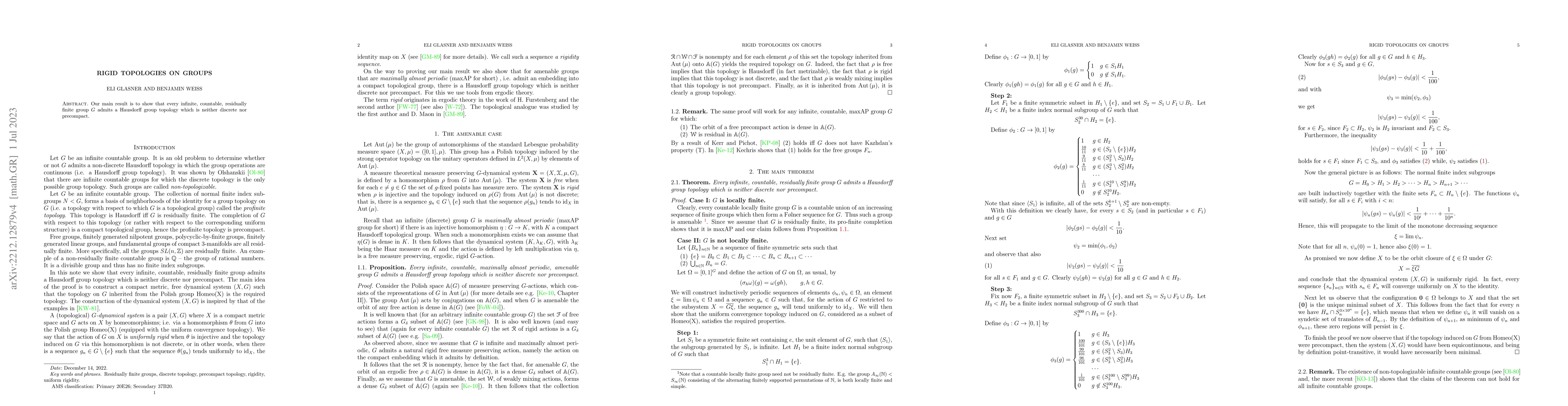 Thumbnail for Rigid topologies on groups