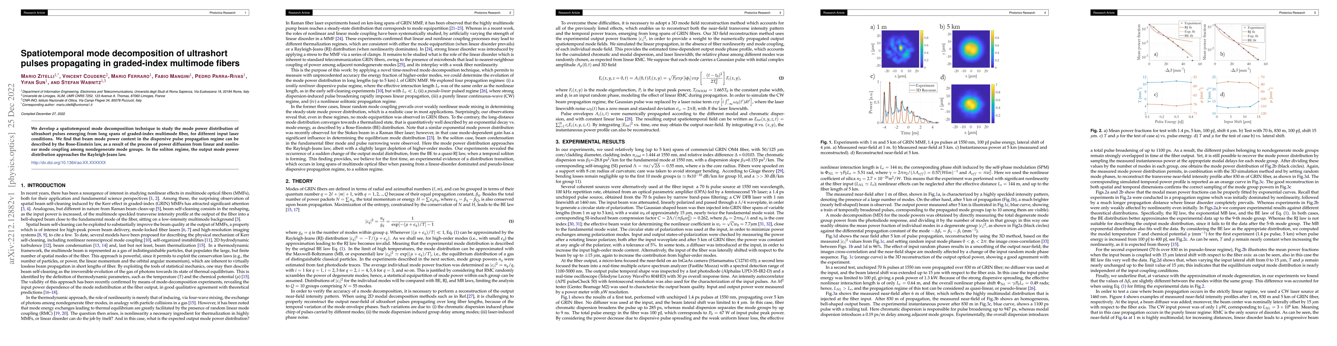 Thumbnail for Spatiotemporal mode decomposition of ultrashort pulses propagating in
  graded-index multimode fibers