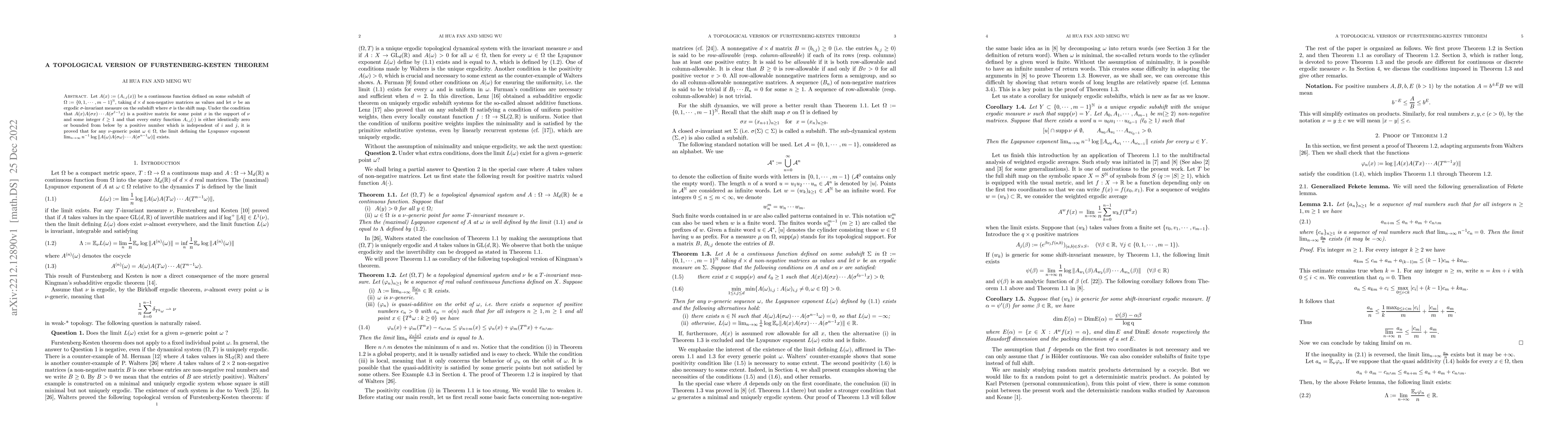 Thumbnail for A topological version of Furstenberg-Kesten theorem
