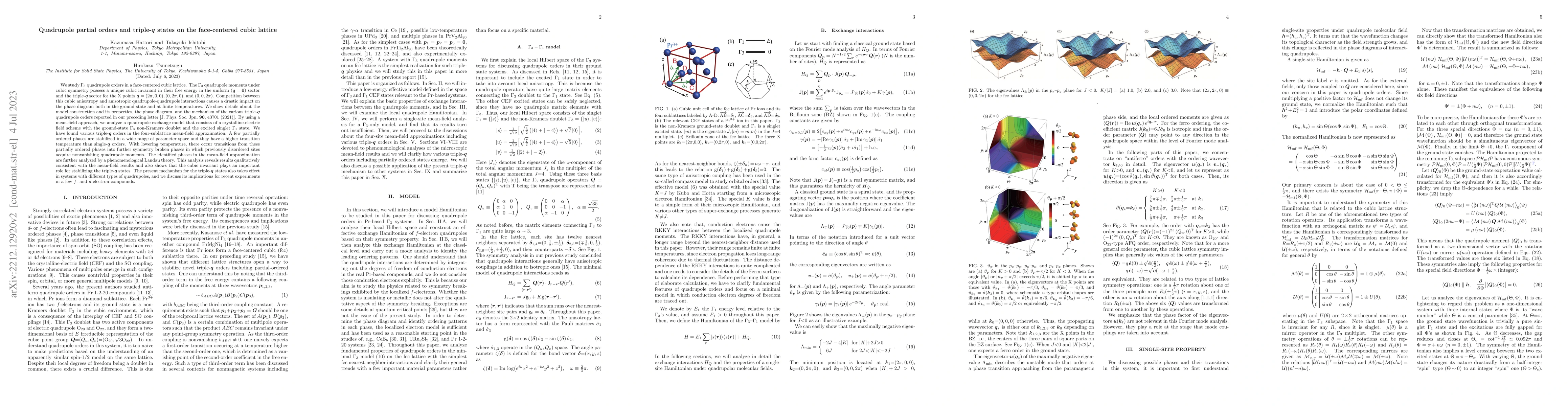 Thumbnail for Quadrupole partial orders and triple-$q$ states on the face-centered
  cubic lattice