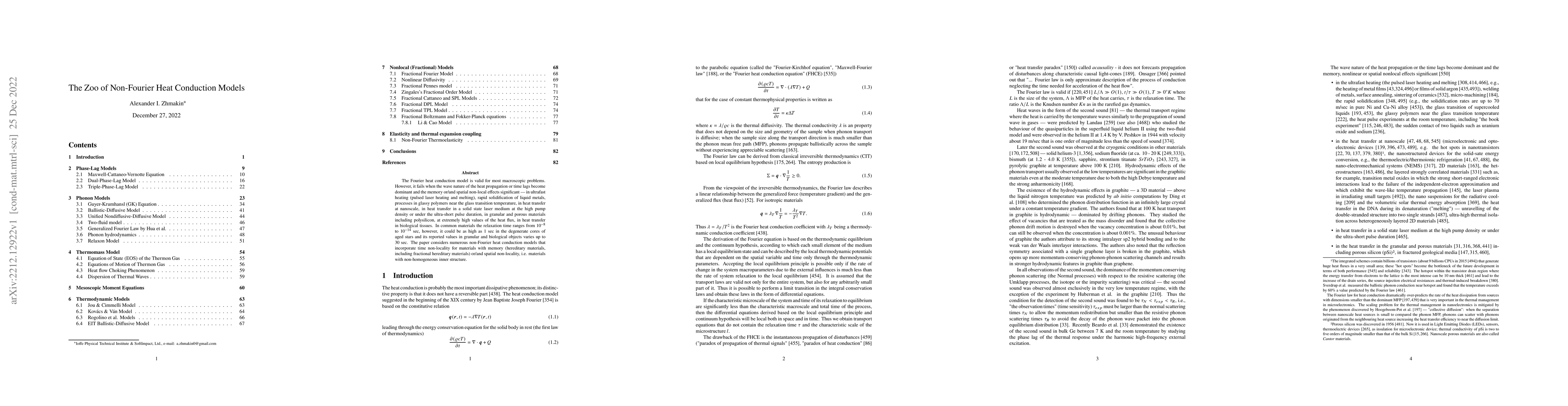Thumbnail for The Zoo of Non-Fourier Heat Conduction Models