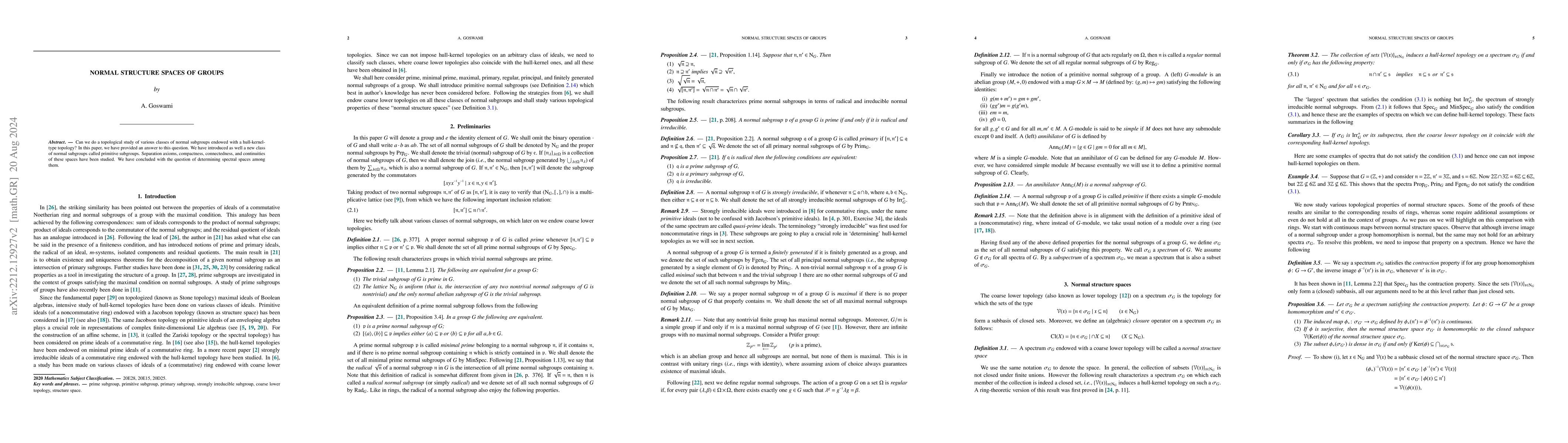 Thumbnail for Normal structure spaces of groups
