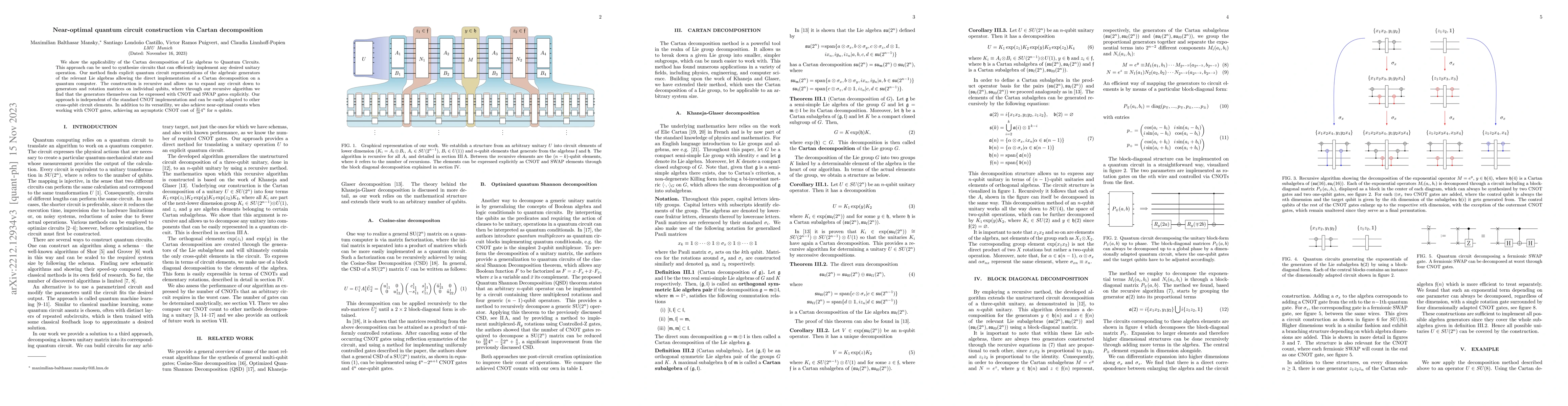 Thumbnail for Near-optimal quantum circuit construction via Cartan decomposition