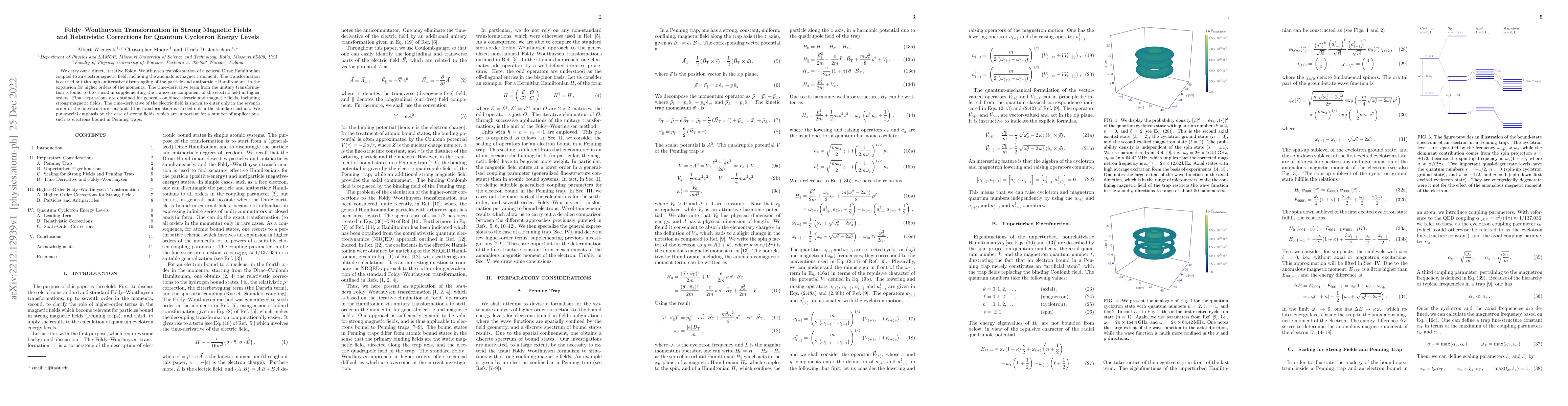 Thumbnail for Foldy-Wouthuysen Transformation in Strong Magnetic Fields and
  Relativistic Corrections for Quantum Cyclotron Energy Levels