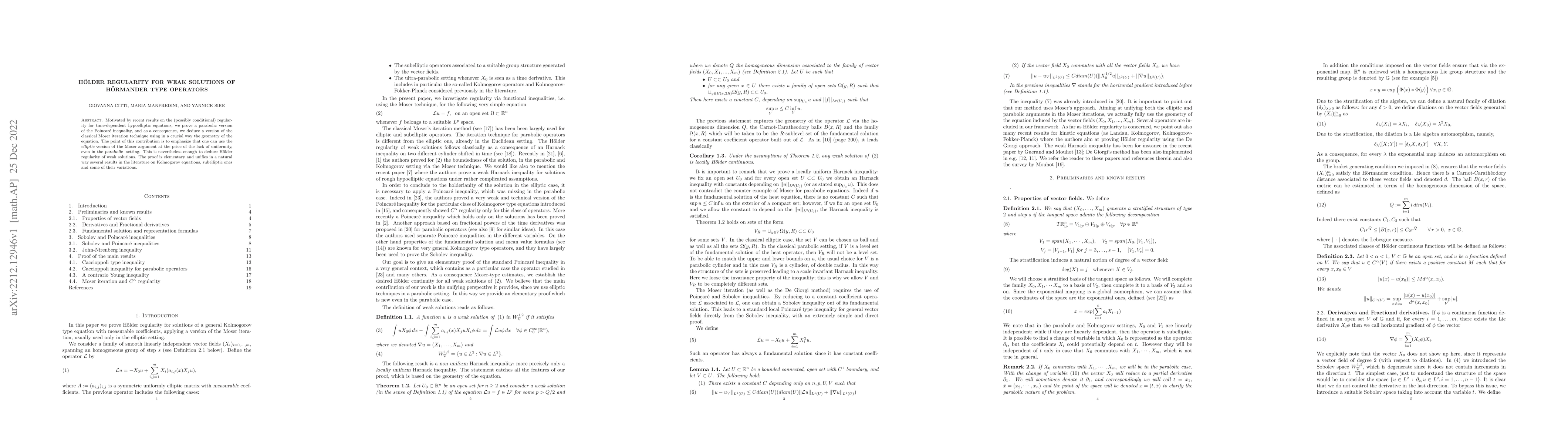 Thumbnail for H\"older regularity for weak solutions of H\"ormander type operators
