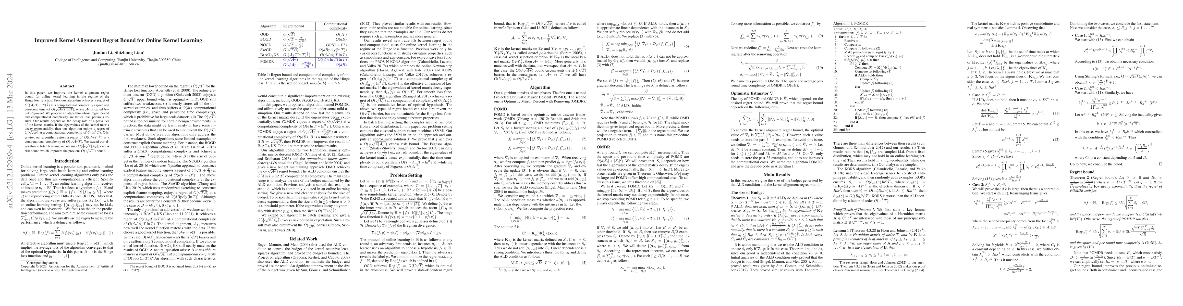 Thumbnail for Improved Kernel Alignment Regret Bound for Online Kernel Learning