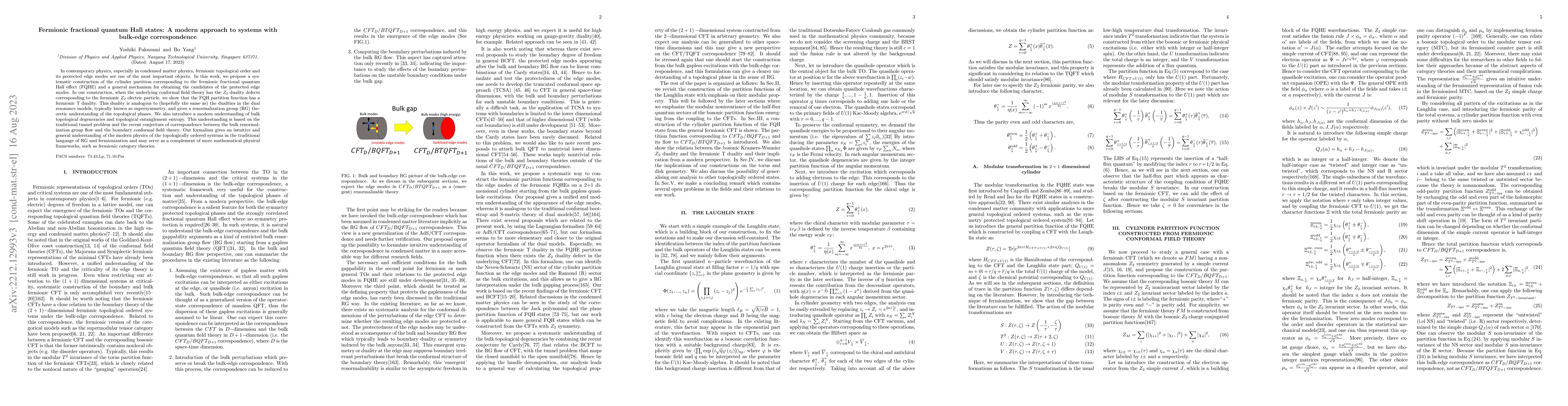 Thumbnail for Fermionic fractional quantum Hall states: A modern approach to systems
  with bulk-edge correspondence