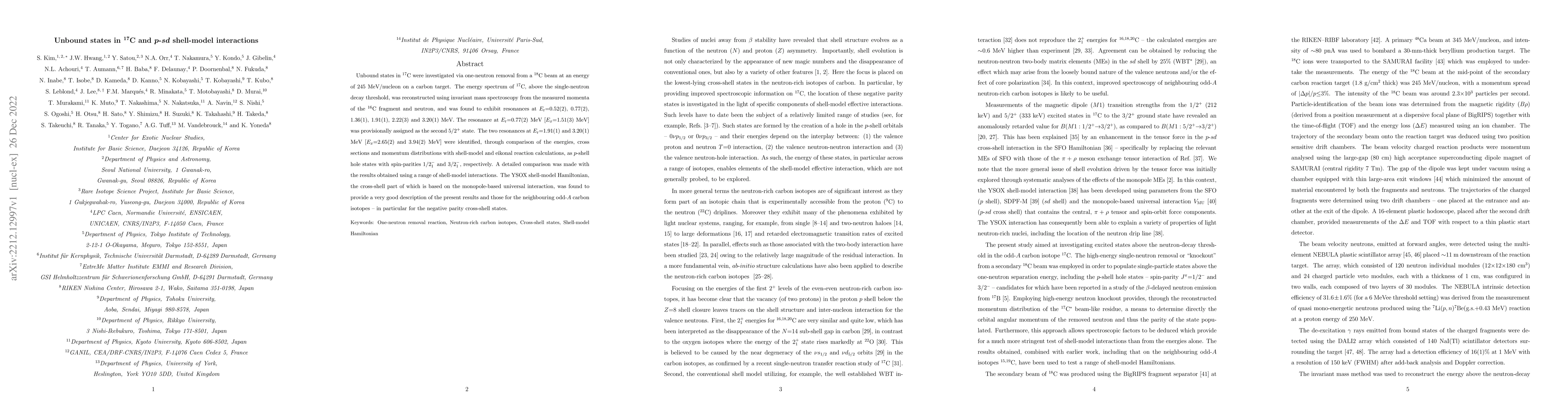 Thumbnail for Unbound states in 17C and p-sd shell-model interactions