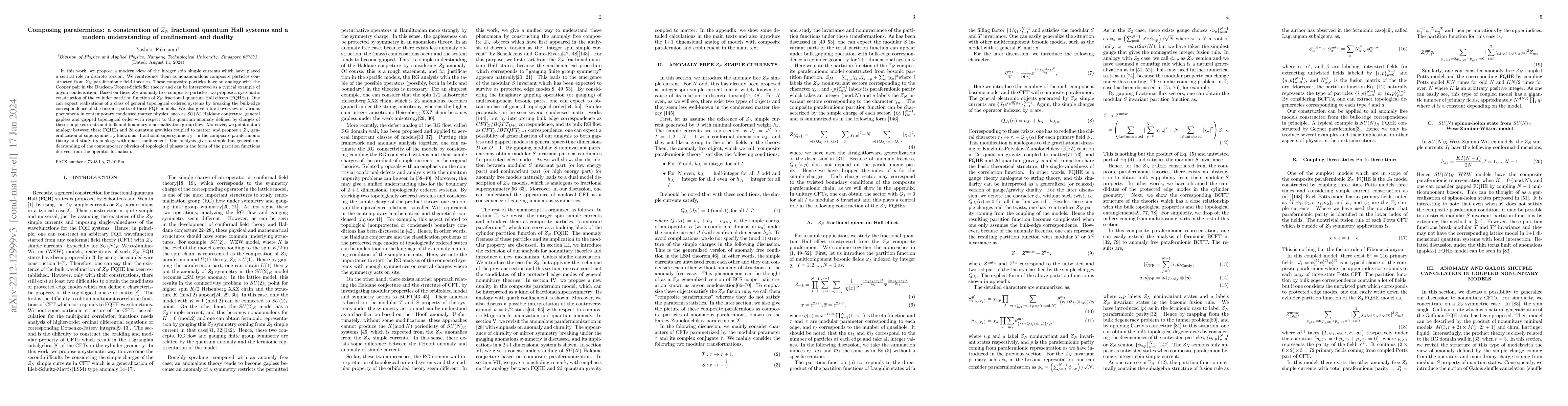 Thumbnail for Composing parafermions: a construction of $Z_{N}$ fractional quantum
  Hall systems and a modern understanding of confinement and duality