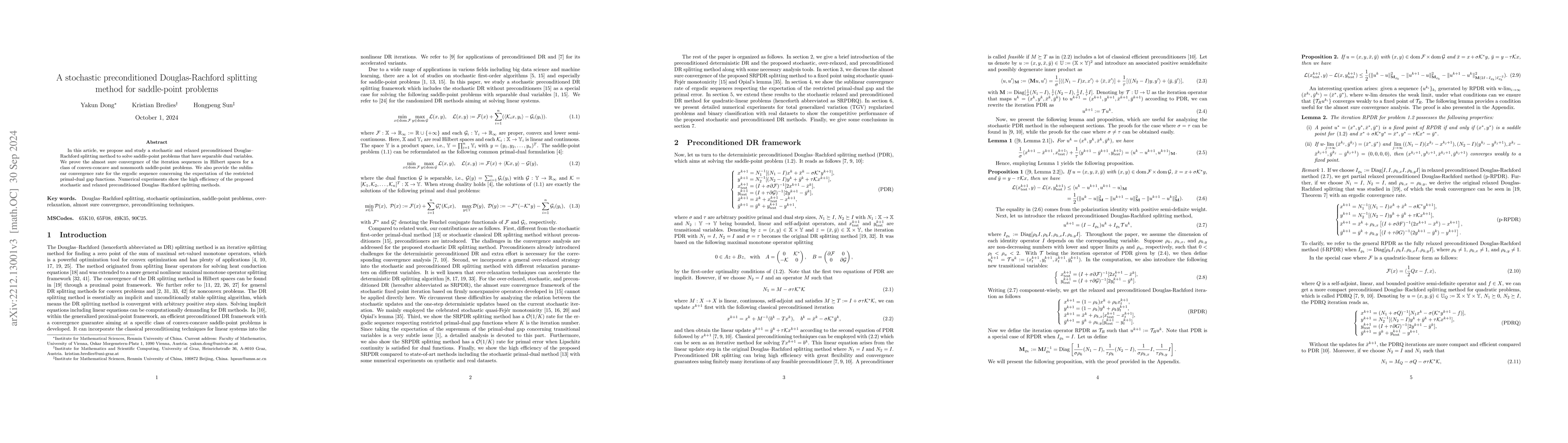 Thumbnail for A stochastic preconditioned Douglas-Rachford splitting method for
  saddle-point problems