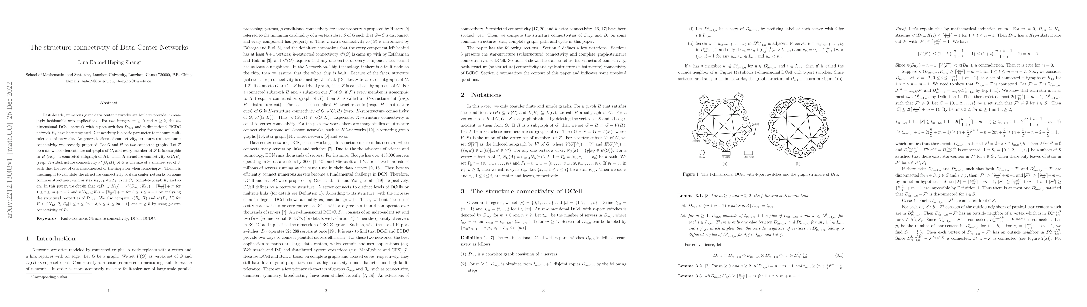 Thumbnail for The structure connectivity of Data Center Networks