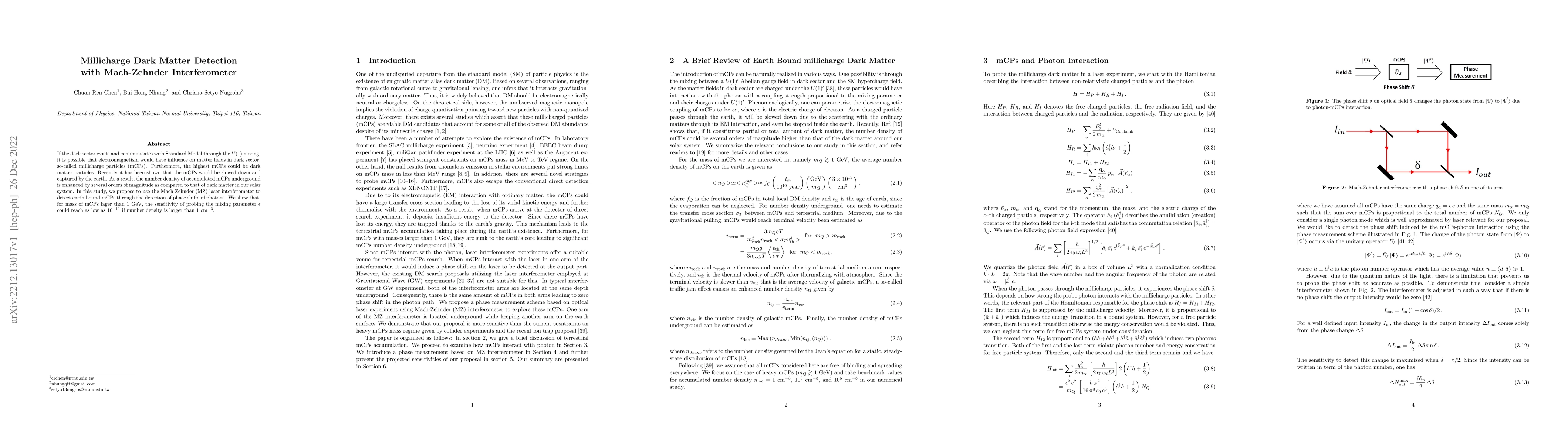 Thumbnail for Millicharge Dark Matter Detection with Mach-Zehnder Interferometer