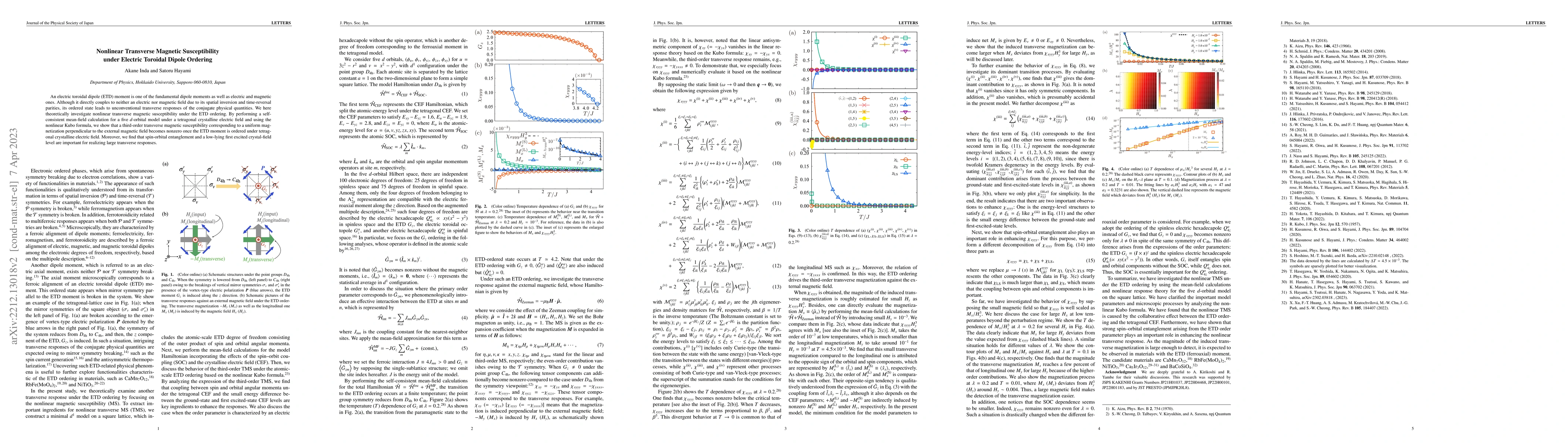 Thumbnail for Nonlinear Transverse Magnetic Susceptibility under Electric Toroidal
  Dipole Ordering