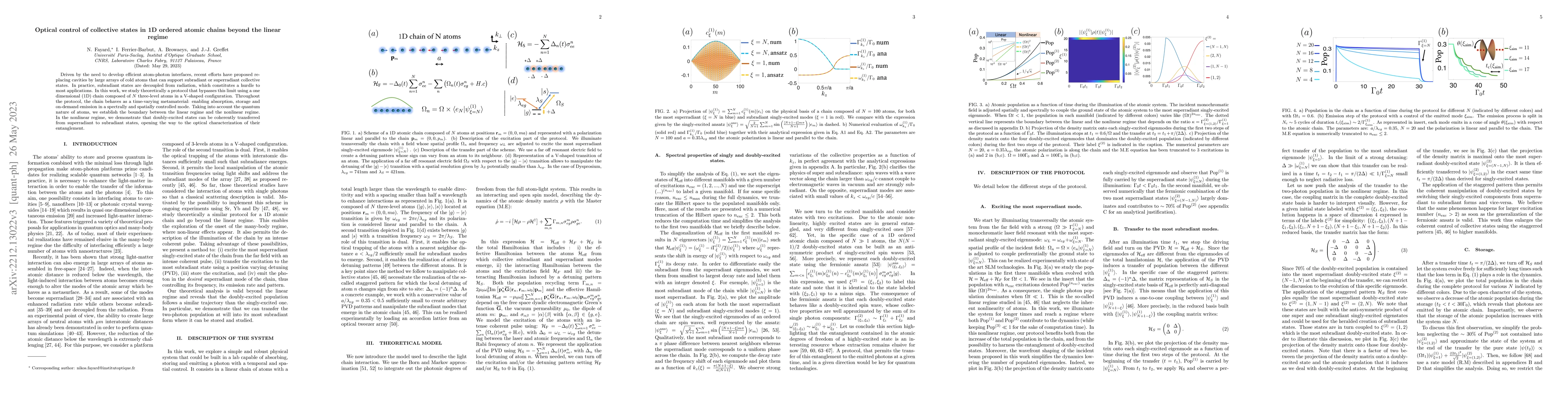 Thumbnail for Optical control of collective states in 1D ordered atomic chains beyond
  the linear regime